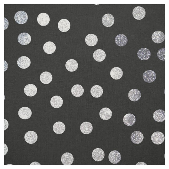 Black Ink and Silver City Dots Fabric (Swatch)