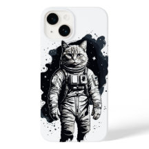 Black Ink Astronaut Cat Design