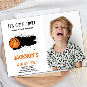 Black Ink Basketball Birthday Invitation