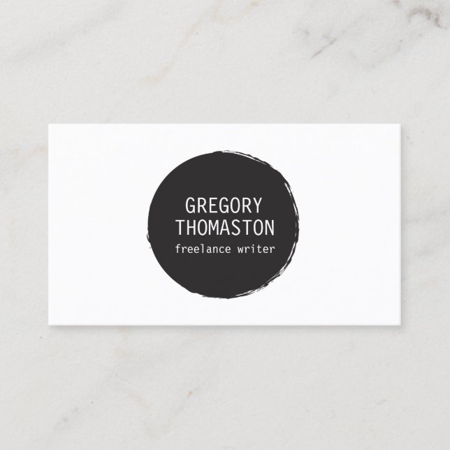 Black Ink Blot Circle Logo Business Card (Front)