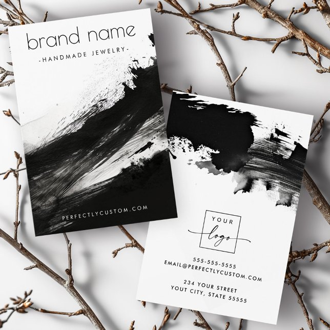 Black ink brushstrokes modern earring display card (Black ink brushstrokes modern earring display card)