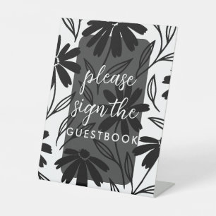 Black Ink Daisies Boho Table Numbers Table Sign