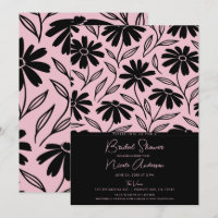 Black Ink Daisies Pink Boho Bridal Shower