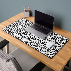 Black Ink Paint Brush Stroke Pattern Desk Mat