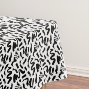 Black Ink Paint Brush Stroke Pattern Tablecloth