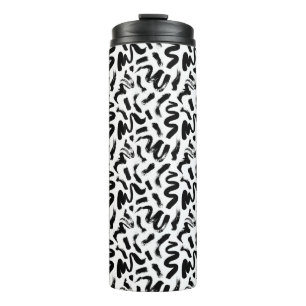 Black Ink Paint Brush Stroke Pattern Thermal Tumbler