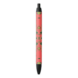 Black Ink Pen Christmas Design Green Red White