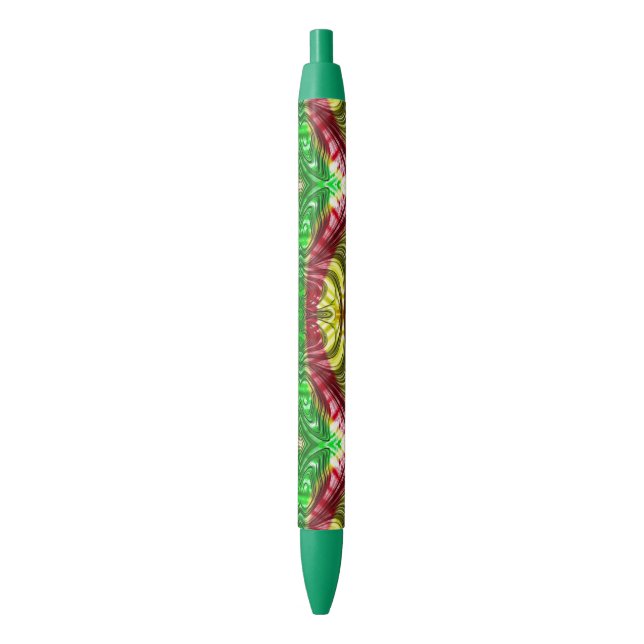 Black Ink Pen Christmas Design Green Red Yellow (Front Vertical)