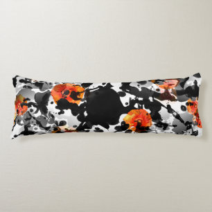 BLACK INK & POPPIES pattern + your backgr. & ideas Body Cushion