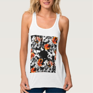 BLACK INK & POPPIES pattern + your backgr. & ideas Singlet