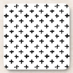 Black Ink Stoke Cross Pattern Coaster