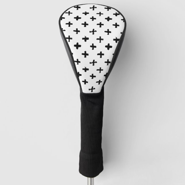Black Ink Stoke Cross Pattern Golf Head Cover (Front)