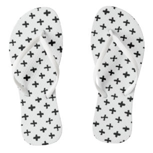 Black Ink Stoke Cross Pattern Jandals