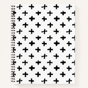 Black Ink Stoke Cross Pattern Notebook