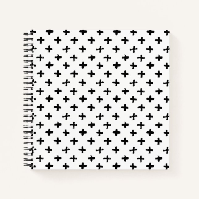 Black Ink Stoke Cross Pattern Notebook (Front)
