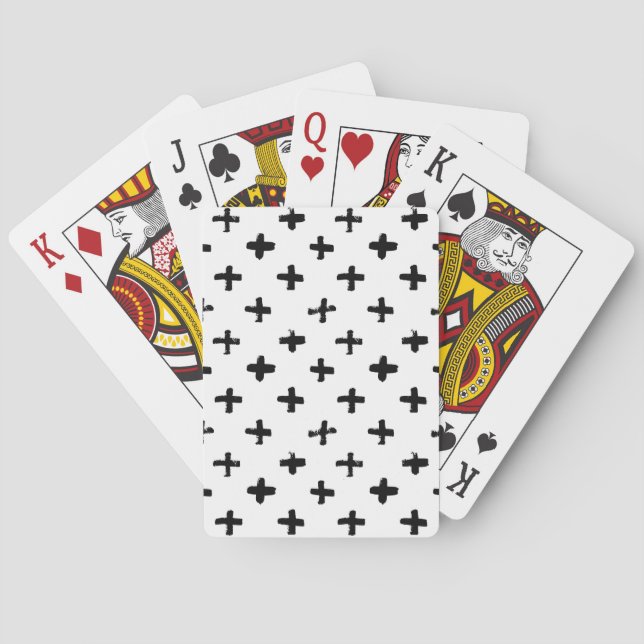 Black Ink Stoke Cross Pattern Playing Cards (Back)
