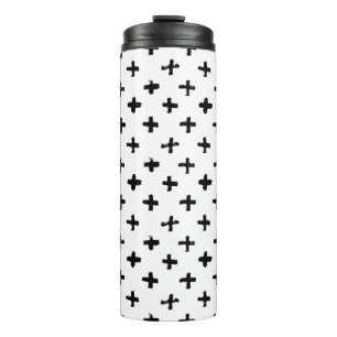 Black Ink Stoke Cross Pattern Thermal Tumbler