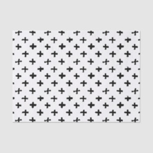 Black Ink Stoke Cross Pattern Tissue Paper