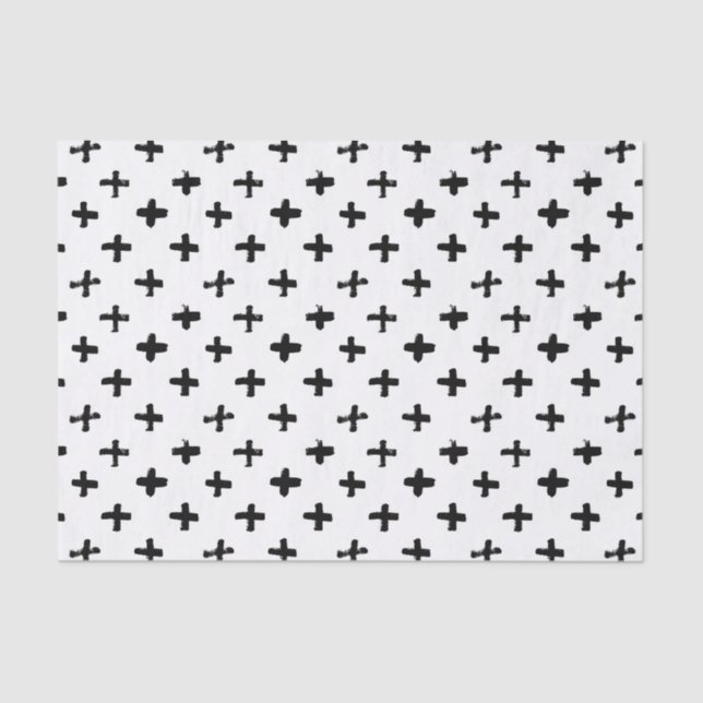 Black Ink Stoke Cross Pattern Tissue Paper (Front)