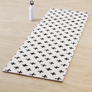 Black Ink Stoke Cross Pattern Yoga Mat