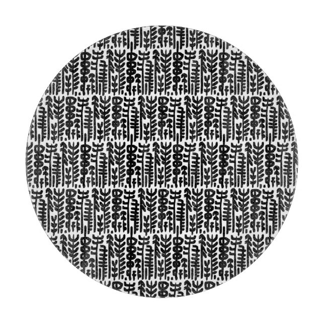 Black Ink Stroke Tree Pattern Cutting Board (Front)