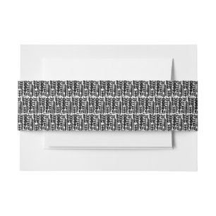 Black Ink Stroke Tree Pattern Invitation Belly Band
