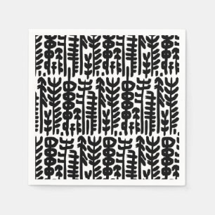 Black Ink Stroke Tree Pattern Napkin