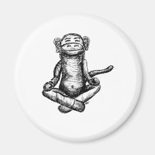 black ink zen monkey magnet