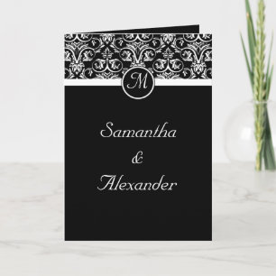 Black Insignia Monogram Folded Wedding Invitation