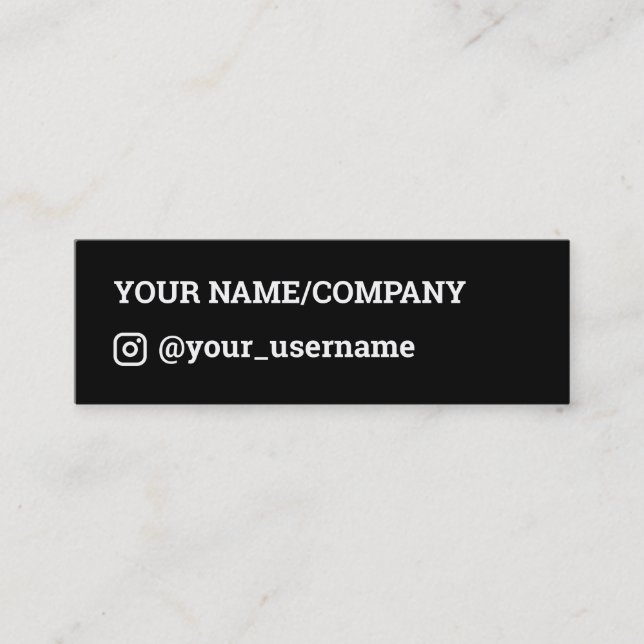 Black Instagram Icon Social Media Mini Business Card (Front)