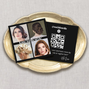 Black Instagram Photo  Social Media Networking Square Business Card