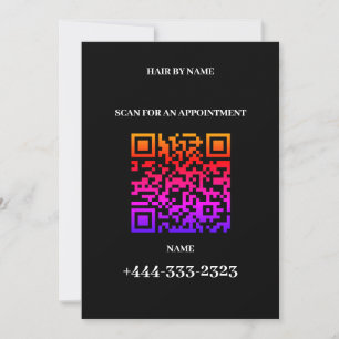 Black Instagram QR code Hairstylist Social Media  Invitation