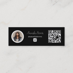 Black Instagram QR   Social Media Influencer Link Mini Business Card