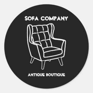 Black Interior Sofa Classic Round Sticker