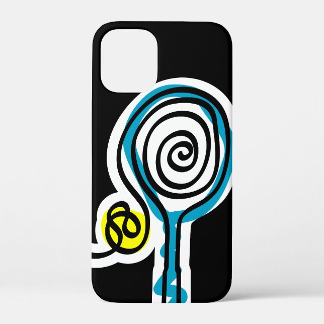 Black iPhone 12 mini case for tennis player (Back)