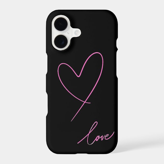 Black iPhone 17 Case with Heart and Love Design (Back)