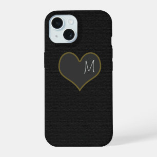 black iPhone 7 with a grey heart personalised 15 Case