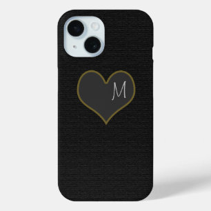 black iPhone 7 with a grey heart personalised 15 Case