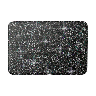 Black iridescent glitter bath mat