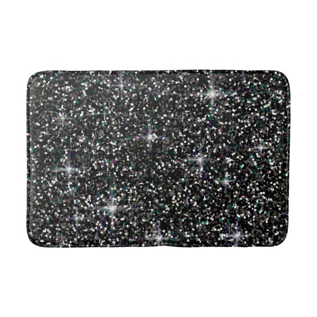 Black iridescent glitter bath mat (Front)