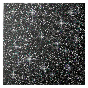 Black iridescent glitter tile