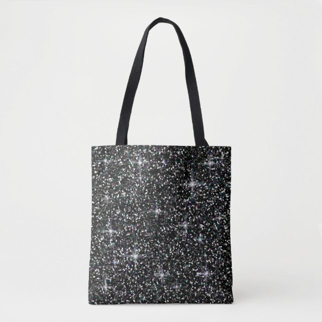 Black iridescent glitter tote bag (Front)