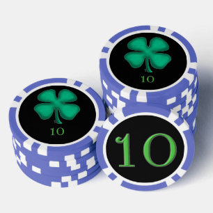 Black Irish blue 10 striped poker chip