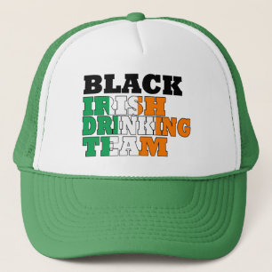 Black irish drinking team trucker hat
