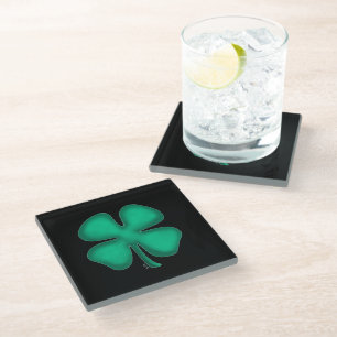 Black Irish glass coaster