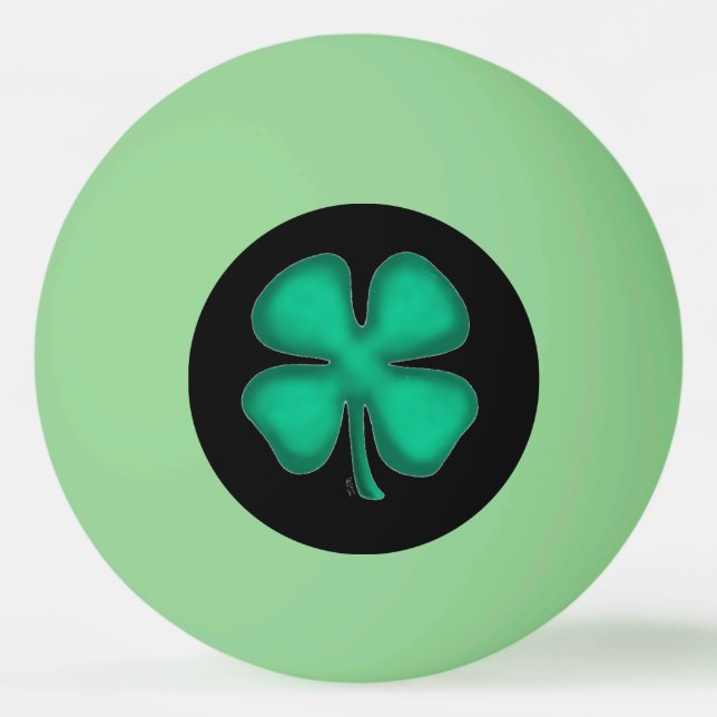 Black Irish green glow 1-star ping pong ball (Front)