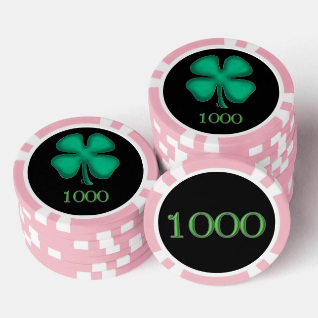 Black Irish pink 1000 striped poker chip (Stack)