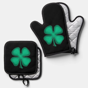 Black Irish silver quilt oven mitts pot holders Oven Mitt & Pot Holder Set