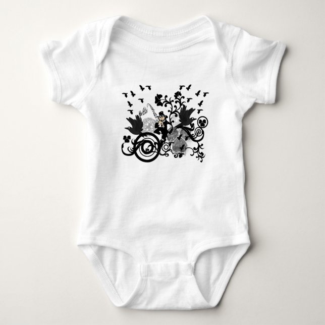 Black Irish Swirls and Leprechauns Baby Bodysuit (Front)