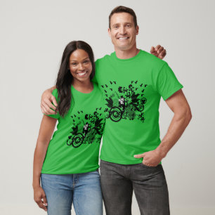 Black Irish Swirls and Leprechauns T-Shirt